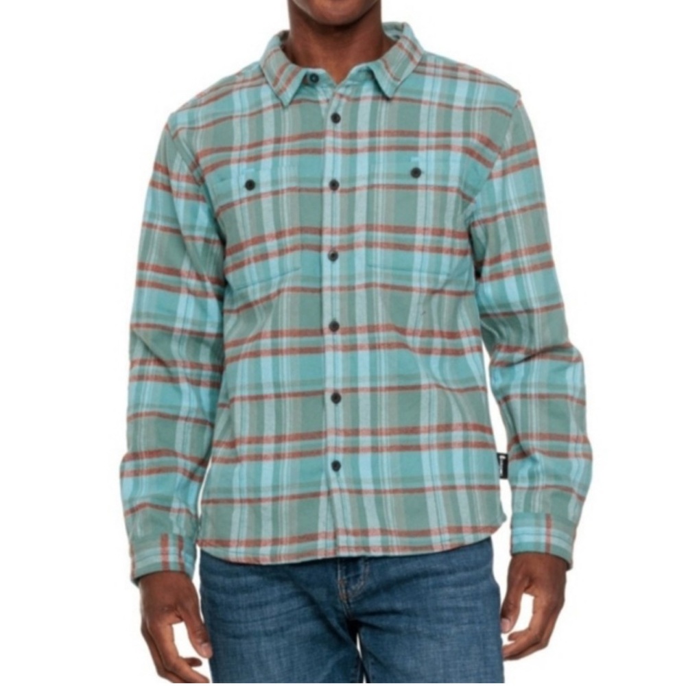Cotopaxi Men's Casual Plaid Shirt - Teal and Brown
